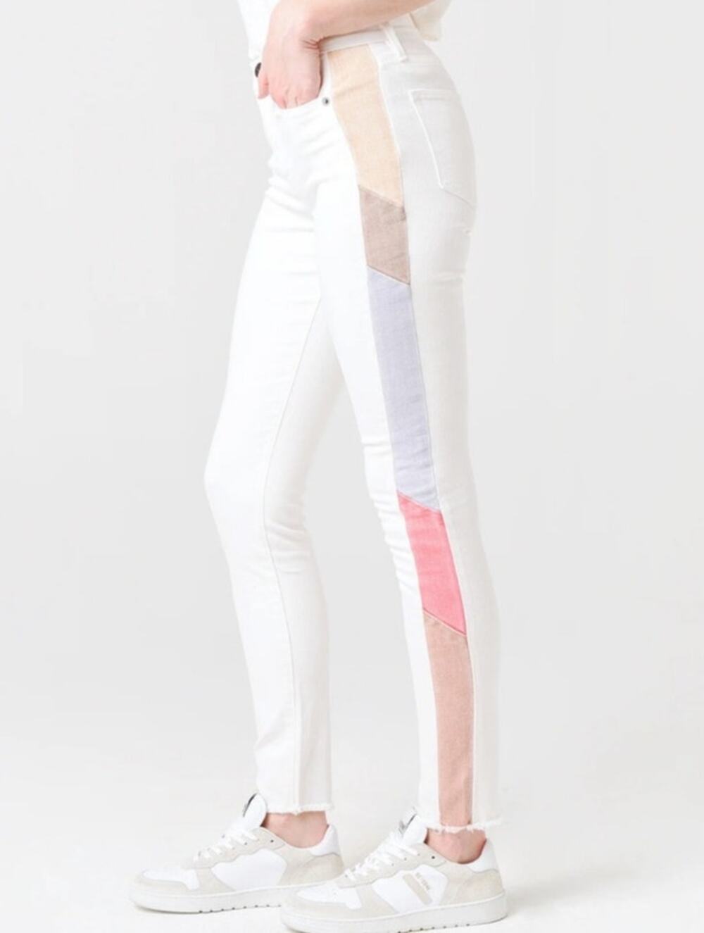 Frame Le High Skinny White Color Block Jean Women's 2